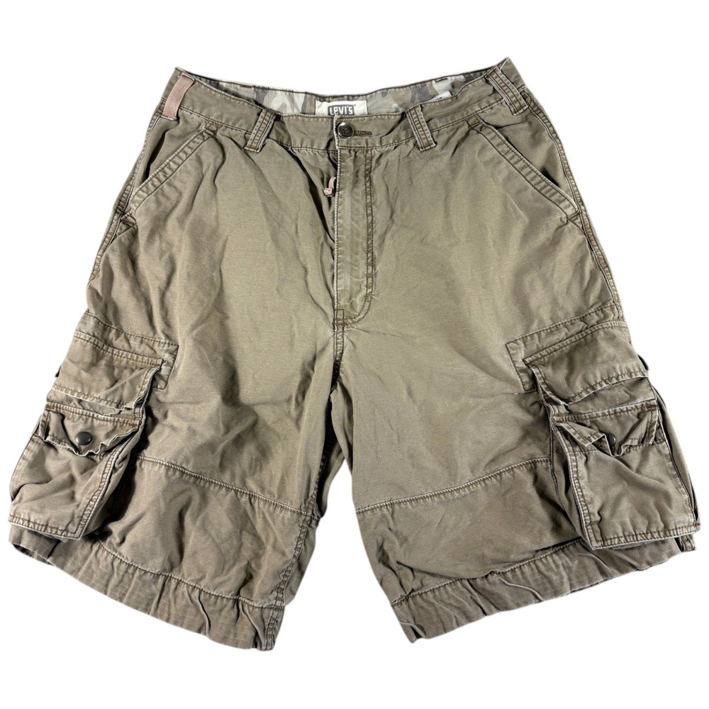 Levi's Squad Cargo Shorts Men's W36 Tan Khaki Relaxed Workwear Washed Grunge Y2K